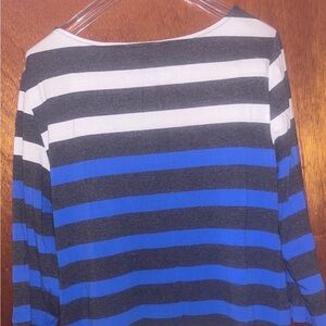 Tommy Hilfiger Striped Long Sleeve Dress - Black, White, Blue